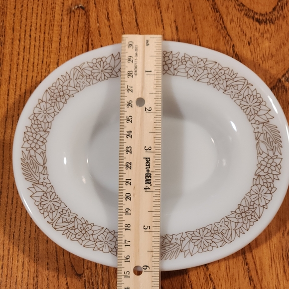 Pyrex Woodland Gravy Boat Saucer Plate Brown Floral Leaf Pattern Vintage VTG - Picture 7 of 8
